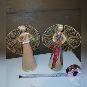 Vintage Corn Husk Angels Set of 2 – 10” Handmade Philippines